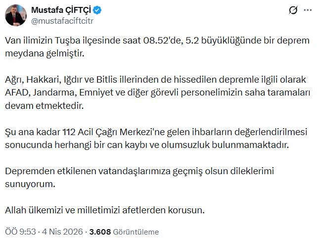 Van'da 5.2 büyüklüğünde deprem (4)