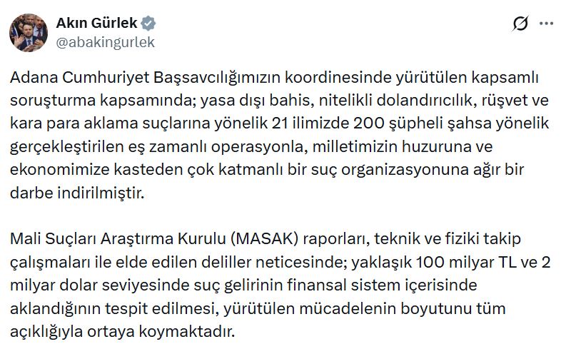 21 ilde 'yasa dışı bahis' operasyonu